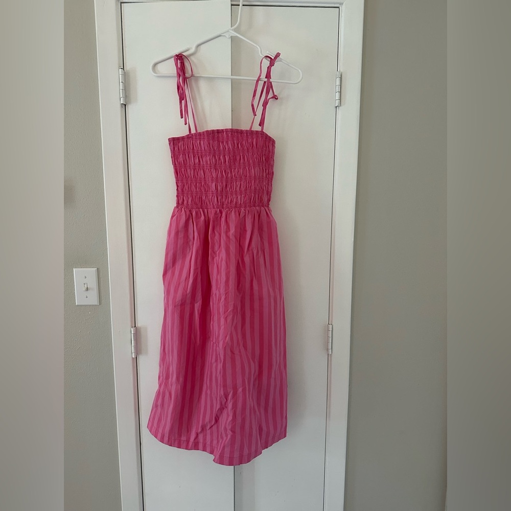 NEVER WORN pink striped ling dress